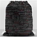 Black Background With Text Overlay Digital Art Mathematics Drawstring Bag (Large) View1