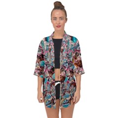 Aqua Blend Open Front Chiffon Kimono by kaleidomarblingart
