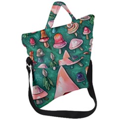 Magic Mushroom Wizardry Fold Over Handle Tote Bag by GardenOfOphir