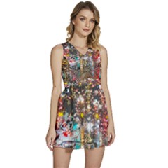 Water Droplets Sleeveless High Waist Mini Dress by artworkshop