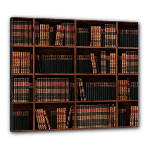 Books Bookshelf Bookcase Library Canvas 24  X 20  (stretched) by Ravend