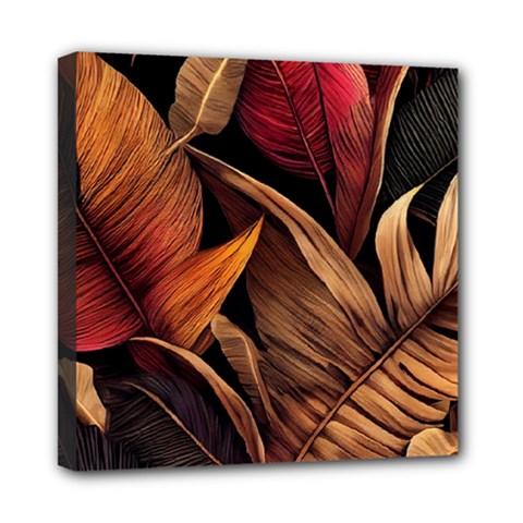 Ai Generated Leaves Tropical Palm Mini Canvas 8  X 8  (stretched) by Ravend