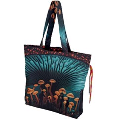 Mushroom Giant Explore 3d Drawstring Tote Bag by Ravend