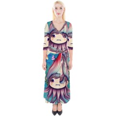 Enchantment Mushrooms Quarter Sleeve Wrap Maxi Dress by GardenOfOphir