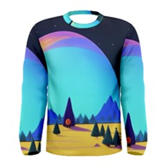Ai Generated Trees Stars Planets Dreamlike Sun Men s Long Sleeve Tee by Ravend