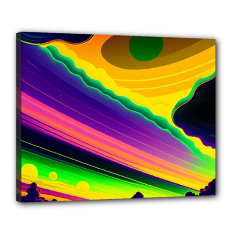 Jupiter Clouds Dan Mumford Stars Yellow Planets Canvas 20  X 16  (stretched) by Ravend