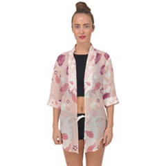 Leaves Foliage Boho Art Boho Style Pastel Nature Open Front Chiffon Kimono by Ravend