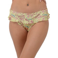 Love Mom Happy Mothers Day I Love Mom Graphic Pattern Frill Bikini Bottoms by Ravend