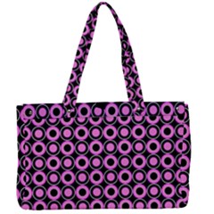 Pink Donuts Pink Filling On Black Canvas Work Bag by Mazipoodles
