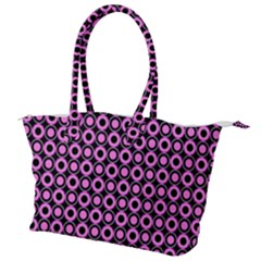 Pink Donuts Pink Filling On Black Canvas Shoulder Bag by Mazipoodles