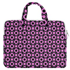 Pink Donuts Pink Filling On Black Macbook Pro 16  Double Pocket Laptop Bag  by Mazipoodles