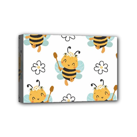Art Bee Pattern Design Wallpaper Background Mini Canvas 6  X 4  (stretched) by Ravend