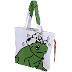 Frog With A Cowboy Hat Drawstring Tote Bag by Teevova
