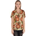 Flowers Leaves Pattern Flora Botany Drawing Art Women s V-Neck Scrub Top View1