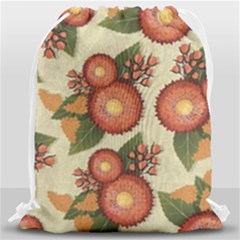Flowers Leaves Pattern Flora Botany Drawing Art Drawstring Bag (large) by Ravend
