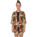 Flowers Leaves Pattern Flora Botany Drawing Art Open Front Chiffon Kimono View1