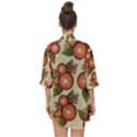 Flowers Leaves Pattern Flora Botany Drawing Art Open Front Chiffon Kimono View2