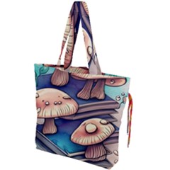 Mushroom Cloud Legerdemain Portobello Warlock Drawstring Tote Bag by GardenOfOphir