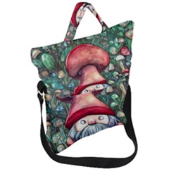 Black Art Mushroom For Incantation And Witchcraft Fold Over Handle Tote Bag by GardenOfOphir