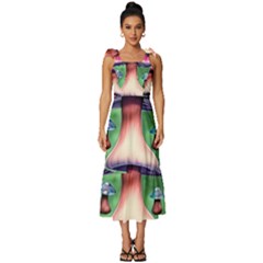 Secret Forest Mushroom Fairy Tie-strap Tiered Midi Chiffon Dress by GardenOfOphir