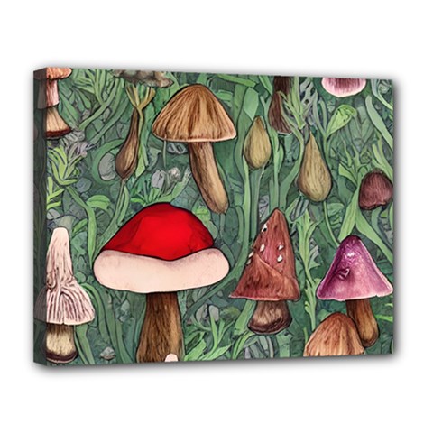Fairycore Mushroom Forest Canvas 14  X 11  (stretched) by GardenOfOphir