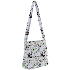 Giant Panda Bear Pattern Zipper Messenger Bag by Jancukart