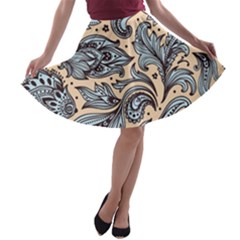 Texture Ornament Paisley A-line Skater Skirt by Jancukart