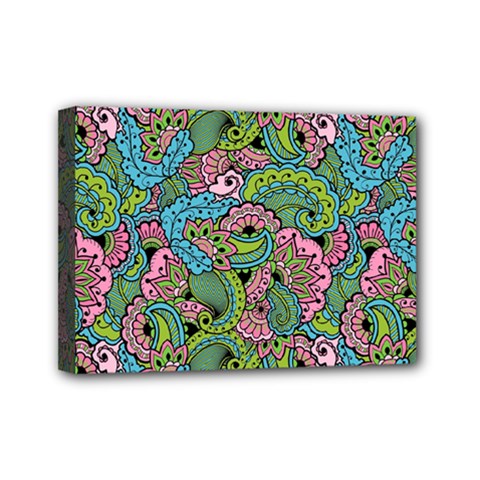 Background Texture Paisley Pattern Mini Canvas 7  X 5  (stretched) by Jancukart