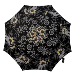 White And Yellow Floral And Paisley Illustration Background Hook Handle Umbrellas (medium) by Jancukart