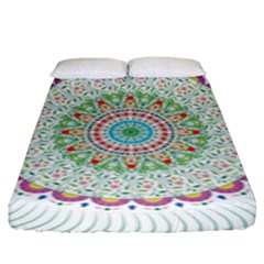 Flower Abstract Floral Hand Ornament Hand Drawn Mandala Fitted Sheet (king Size) by Jancukart
