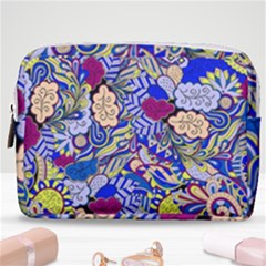 Blue Yellow Background Pattern Vector Texture Paisley Make Up Pouch (medium) by Jancukart