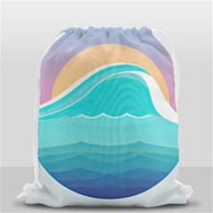 Tsunami Tidal Wave Wave Minimalist Ocean Sea Drawstring Bag (small) by Pakemis