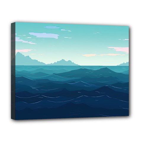 Ai Generated Ocean Waves Sea Water Nautical Canvas 14  X 11  (stretched) by Pakemis