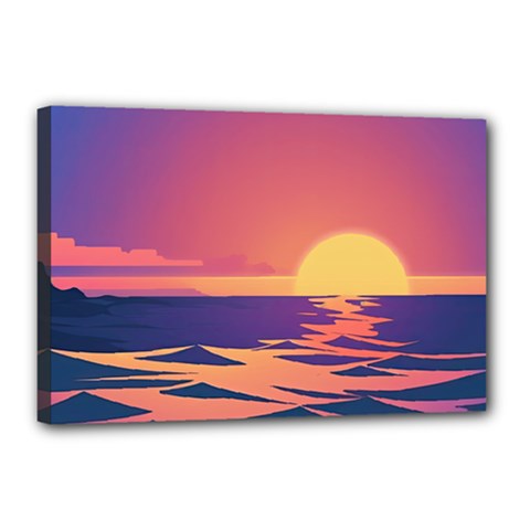 Sunset Ocean Beach Water Tropical Island Vacation Canvas 18  X 12  (stretched) by Pakemis