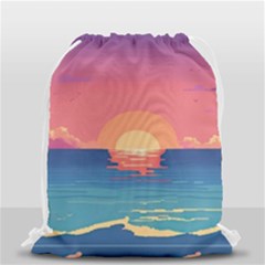 Sunset Ocean Beach Water Tropical Island Vacation 2 Drawstring Bag (small) by Pakemis