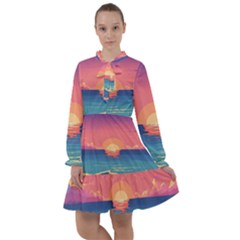Sunset Ocean Beach Water Tropical Island Vacation 2 All Frills Chiffon Dress by Pakemis