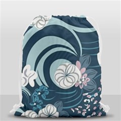 Flowers Pattern Floral Ocean Abstract Digital Art Drawstring Bag (small) by Pakemis
