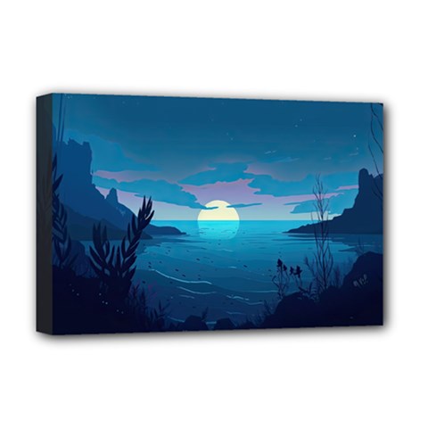 Ai Generated Ocean Sea Water Anime Nautical 2 Deluxe Canvas 18  X 12  (stretched) by Pakemis