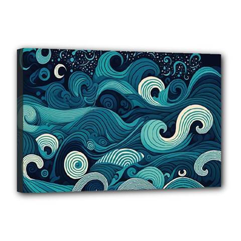 Waves Ocean Sea Abstract Whimsical Abstract Art Canvas 18  X 12  (stretched) by Pakemis