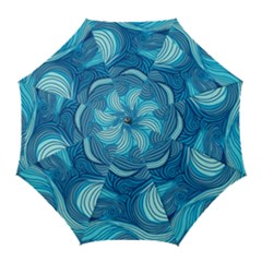 Ocean Waves Sea Abstract Pattern Water Blue Golf Umbrellas by Pakemis