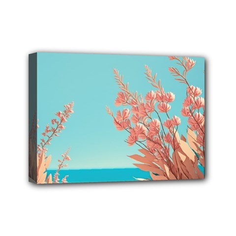 Beach Ocean Flowers Floral Flora Plants Vacation Mini Canvas 7  X 5  (stretched) by Pakemis