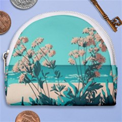 Beach Ocean Flowers Flower Floral Plants Vacation Horseshoe Style Canvas Pouch by Pakemis