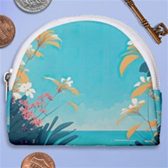 Beach Ocean Flowers Floral Plants Vacation Horseshoe Style Canvas Pouch by Pakemis