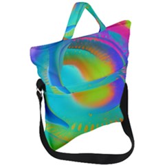 Contemporary Fluid Art Pattern In Bright Colors Fold Over Handle Tote Bag by GardenOfOphir