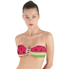 Watermelon Fruit Food Healthy Vitamins Nutrition Twist Bandeau Bikini Top by Wegoenart