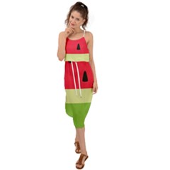 Watermelon Fruit Food Healthy Vitamins Nutrition Waist Tie Cover Up Chiffon Dress by Wegoenart