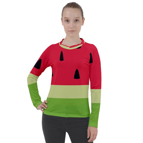 Watermelon Fruit Food Healthy Vitamins Nutrition Women s Pique Long Sleeve Tee by Wegoenart