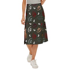 Art Halloween Pattern Creepy Design Digital Papers Midi Panel Skirt by Wegoenart
