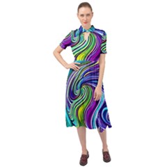 Waves Of Color Keyhole Neckline Chiffon Dress by GardenOfOphir