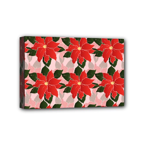 Poinsettia Pattern Seamless Pattern Christmas Xmas Mini Canvas 6  X 4  (stretched) by Wegoenart